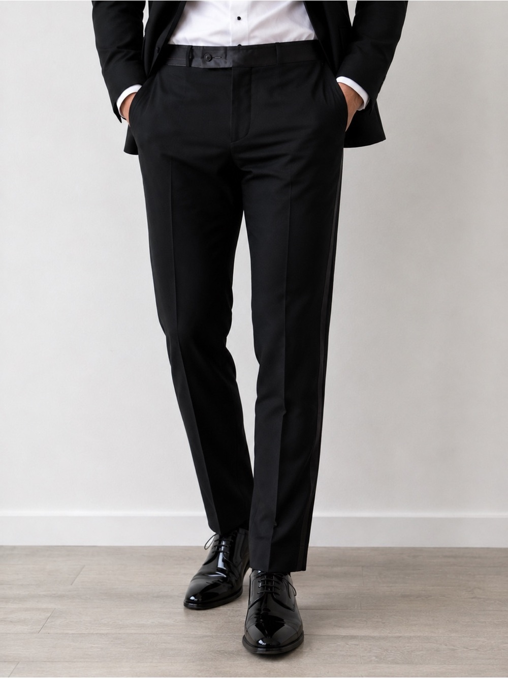 Hemmed Egara Black Tuxedo Pants 33x30